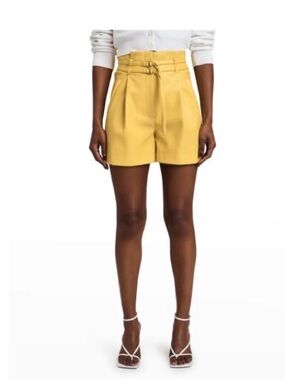 Derek Lam 10 Crosby Anson Double-Belt Faux Leather Shorts SZ 2